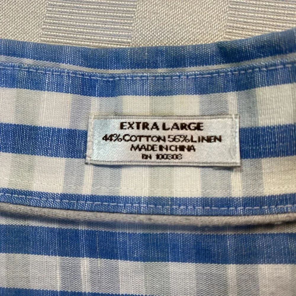 PETER MILLAR Cotton & Linen Blue Plaid Long Sleeve Casual Shirt XL EUC